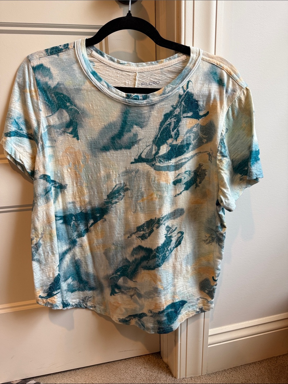 Rails Teal and Cream Short Sleeve Crewneck Tee